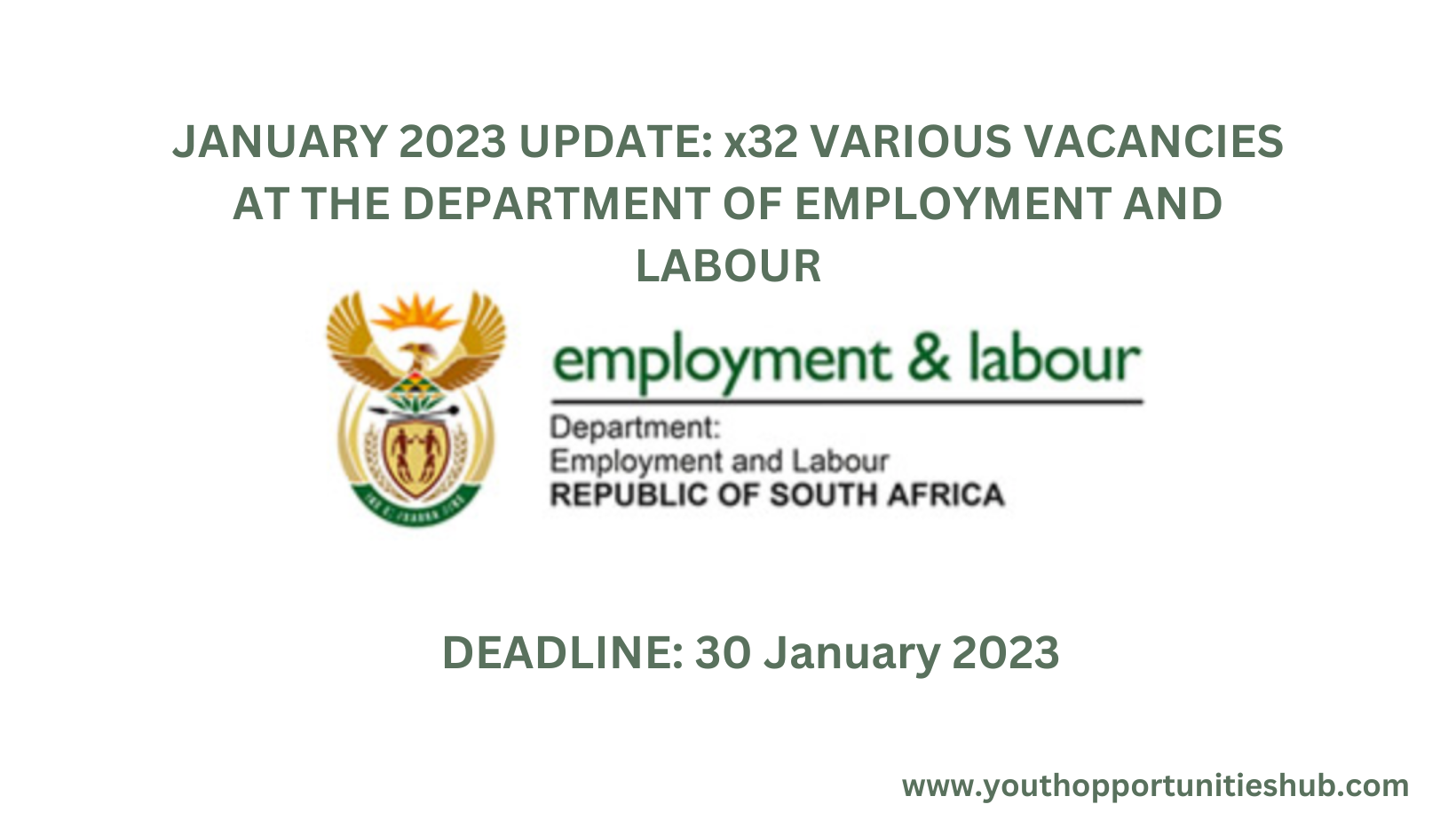 JANUARY 2023 UPDATE x32 VARIOUS VACANCIES AT THE DEPARTMENT OF