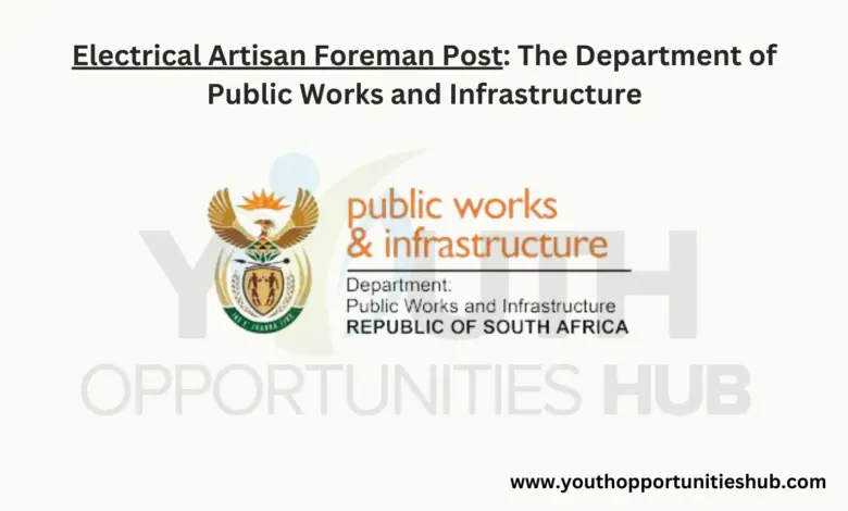 Electrical Artisan Foreman Post: The Department of Public Works and Infrastructure