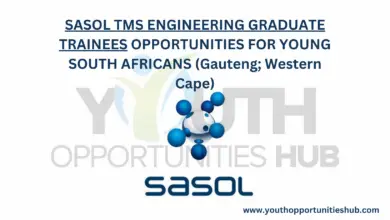 SASOL TMS ENGINEERING GRADUATE TRAINEES OPPORTUNITIES FOR YOUNG SOUTH AFRICANS (Gauteng; Western Cape)