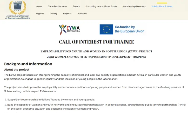 CALL FOR APPLICATIONS: EMPLOYABILITY FOR YOUTH AND WOMEN IN SOUTH AFRICA (EYWA) PROJECT