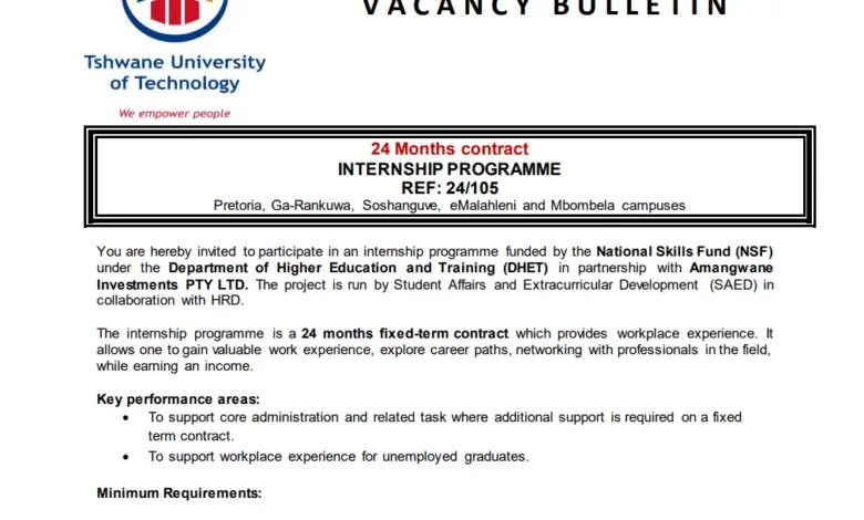 THE NATIONAL SKILLS FUND (NSF) INTERNSHIP PROGRAMME UNDER THE DEPARTMENT OF HIGHER EDUCATION AND TRAINING (DHET)