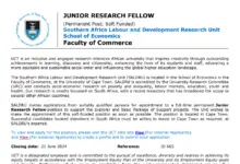 THE FACULTY OF COMMERCE AT UCT IS LOOKING FOR A JUNIOR RESEARCH FELLOW