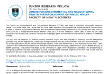 JUNIOR RESEARCH FELLOW VACANCY AT THE UNIVERSITY OF CAPE TOWN'S FACULTY OF HEALTH SCIENCES