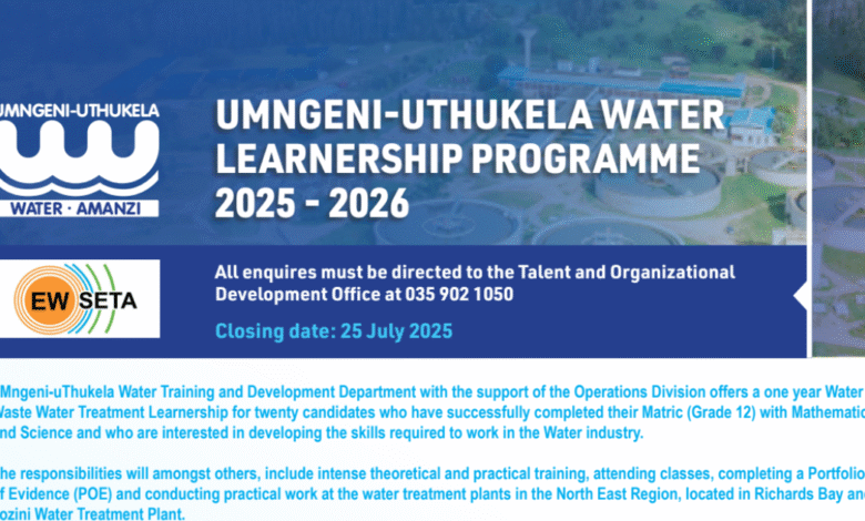 The uMngeni-uThukela Water Learnership 2025-2026