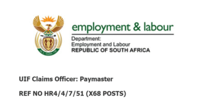 x68 Paymaster vacancies at the Department of Labour - You can apply with Grade 12 Certificate or Senior Certificate