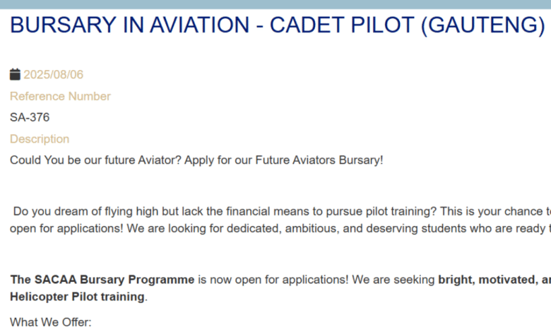 Cadet Pilot Bursary in Aviation