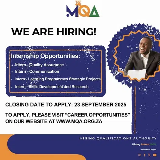 Mining Qualifications Authority (MQA) Graduate Internship Programme 2025/2027
