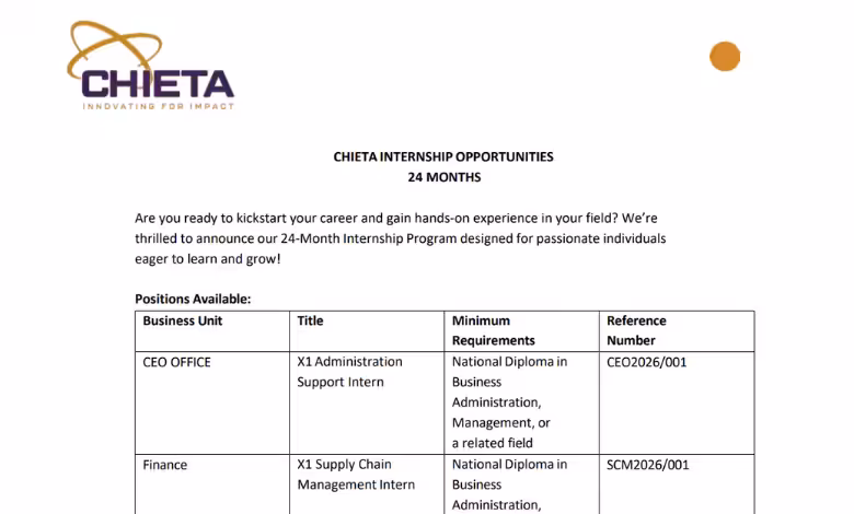 CHIETA Paid Internship Opportunities