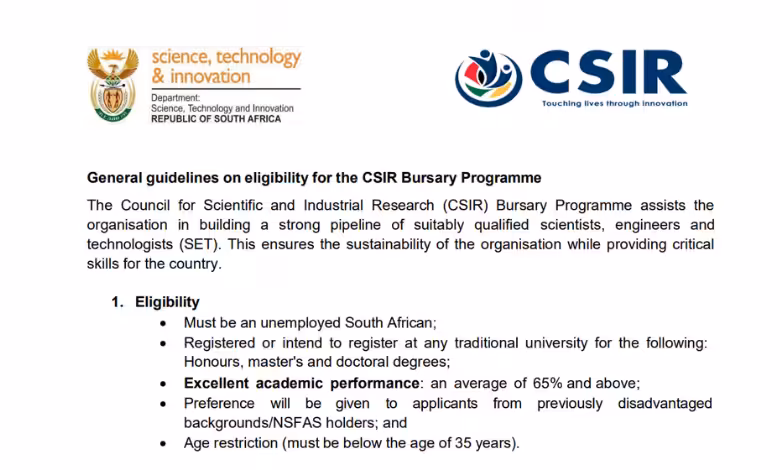 CSIR Bursary Programme 2027