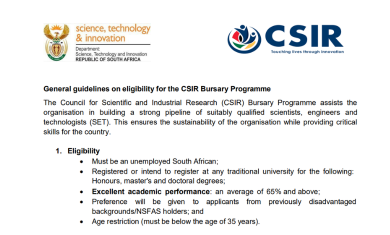 CSIR Bursary Programme 2027