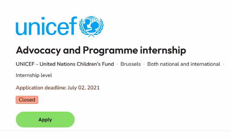 Advocacy and Programme Internship at UNICEF