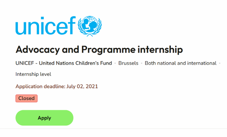 Advocacy and Programme Internship at UNICEF