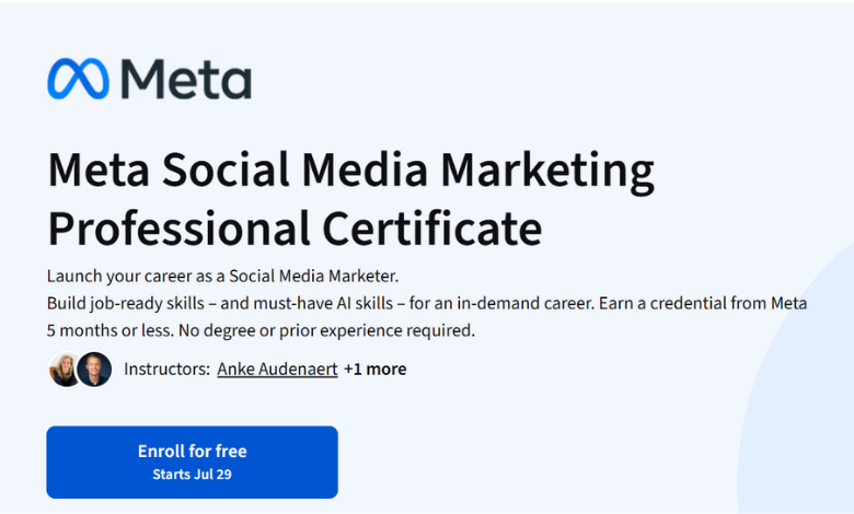 Facebook social media marketing professional certificate