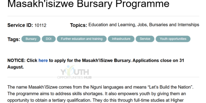 Masakh'iSizwe Bursary 2027: Full-Time Engineering Bursary in the Western Cape (Apply Before 31 August)