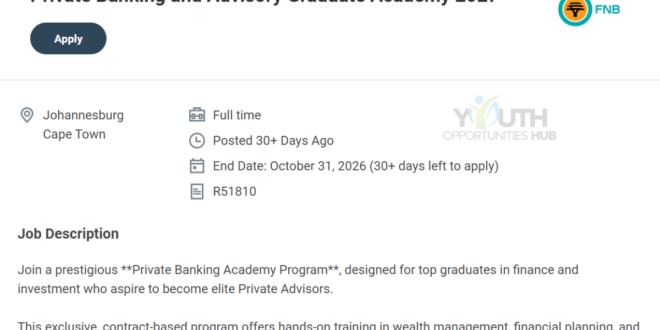 Private Banking and Advisory Graduate Academy 2027: Requirements and How to Apply