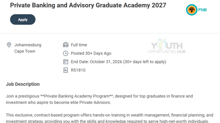 Private Banking and Advisory Graduate Academy 2027: Requirements and How to Apply