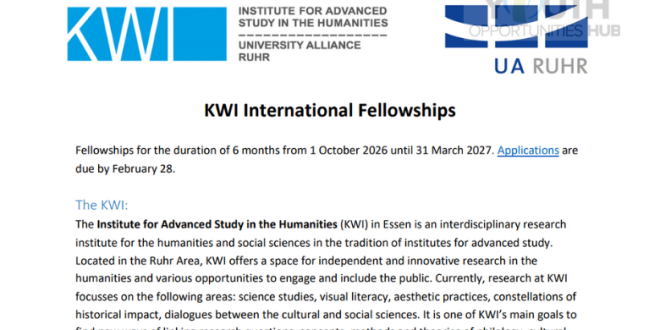 KWI International Fellowships Programme: Join the 13th Cohort