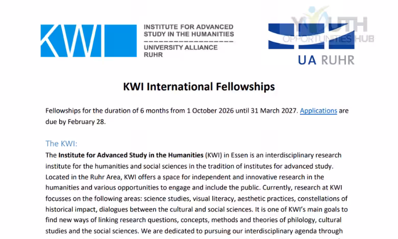 KWI International Fellowships Programme: Join the 13th Cohort