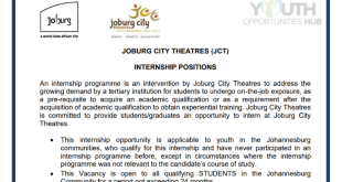 Joburg City Theatres Building and Security Internship 2026