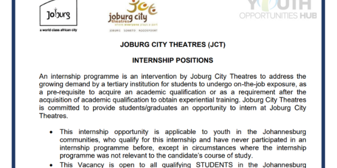 Joburg City Theatres Building and Security Internship 2026
