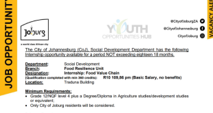 City of Johannesburg Food Value Chain Internship 2026