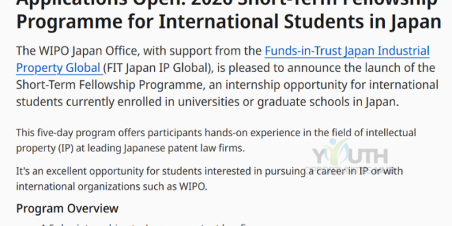 Applications Open: 2026 Short-Term Fellowship Programme for International Students in Japan