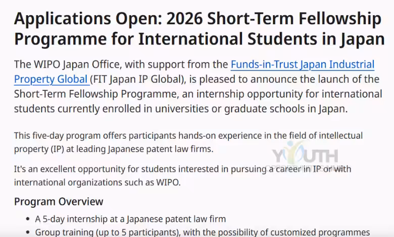 Applications Open: 2026 Short-Term Fellowship Programme for International Students in Japan