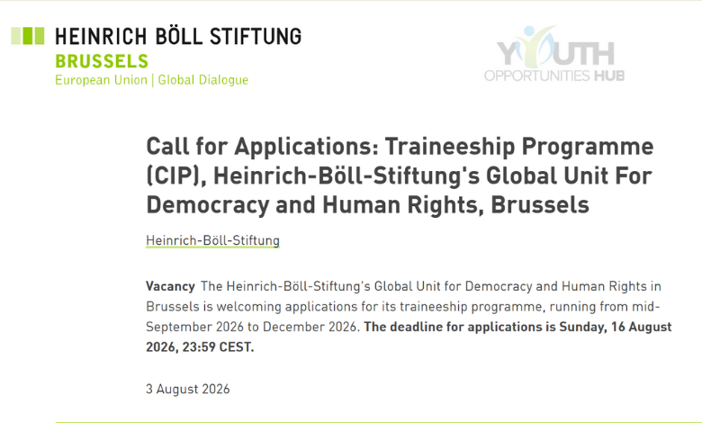 Heinrich Böll Stiftung Brussels Traineeship Programme 2026: Apply for the Global Unit for Democracy and Human Rights