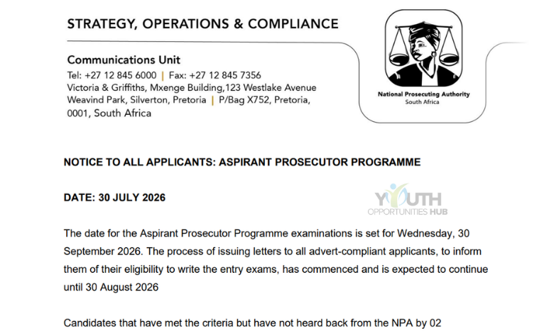 The Aspirant Prosecutor Programme: Internship programme within the National Prosecuting Authority (NPA)