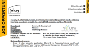 City of Johannesburg Finance Internship 2026: Accounting and Finance Students Can Apply
