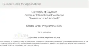 Starter Grant Programme 2027 - Award sum of 10,000 € (Euros): Open to all disciplines