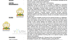 Office of the Chief Justice Data Capturer Vacancy 2026